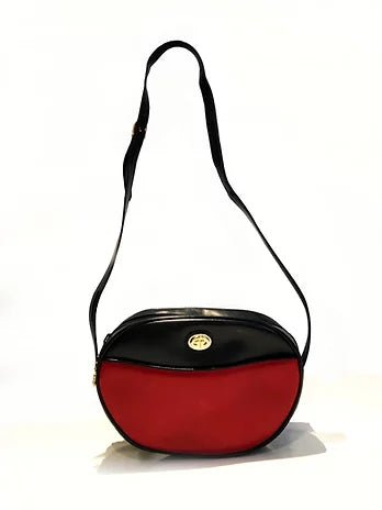 1980s GUCCI NAVY RED GG LOGO CHARM SHOULDER BAG - STYLE-CHNGR