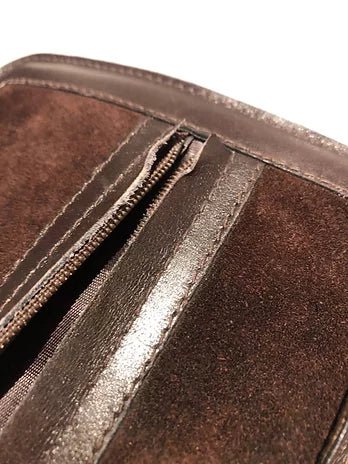 1980s GUCCI SHERRY BROWN SUEDE LOGO FLAPOVER SHOULDER  WEB BAG - STYLE-CHNGR