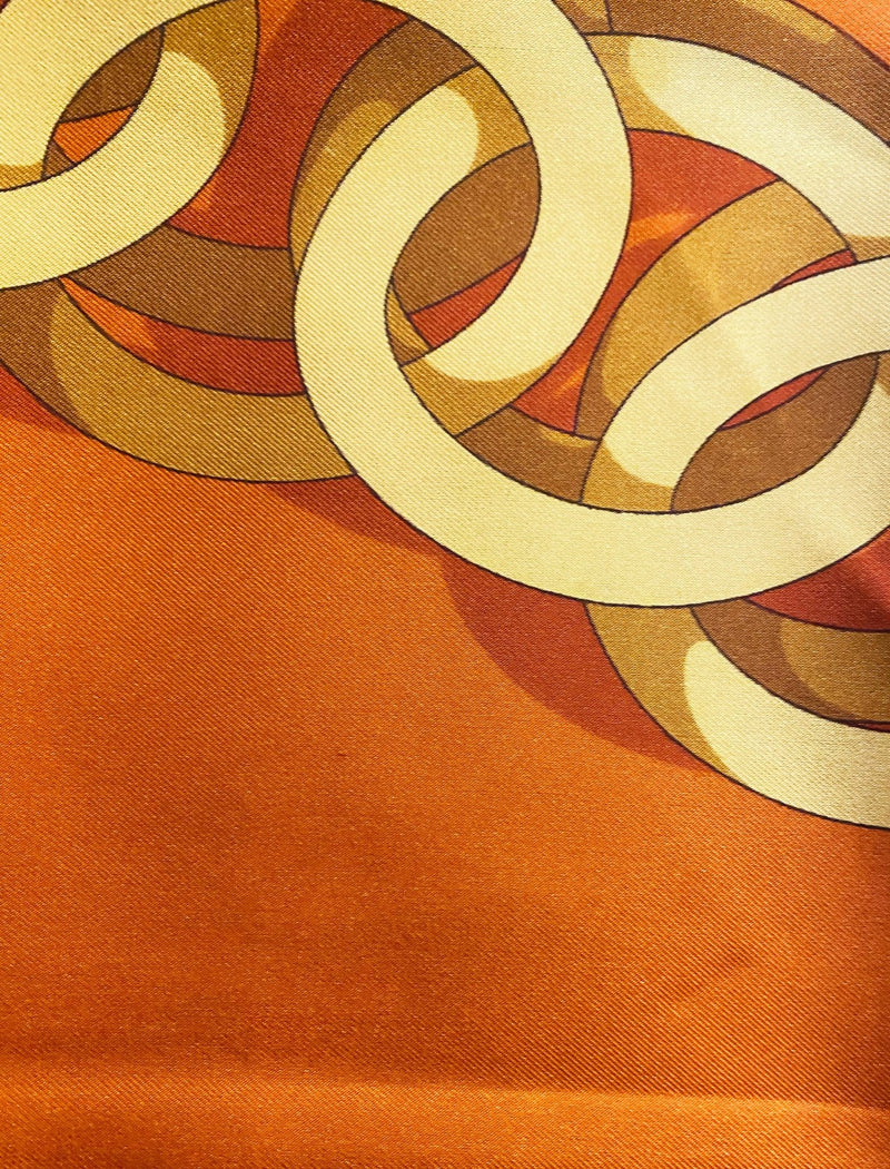 1980s Gucci Orange Gold Horsebit Silk Scarf - STYLE-CHNGR