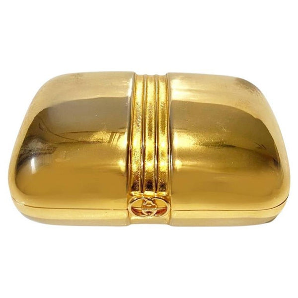 1980s Gucci Sherry Line Gold Tone Metal Soap Jewellery Pill Box - STYLE-CHNGR