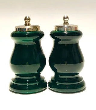 1980s Gucci Silver Green Lacquered Salt Pepper Shakers - STYLE-CHNGR