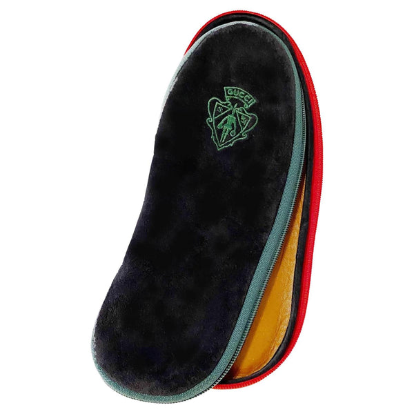 1980s Gucci Travel  Black Suede Slippers Zipped Case with embroidered logo - STYLE-CHNGR