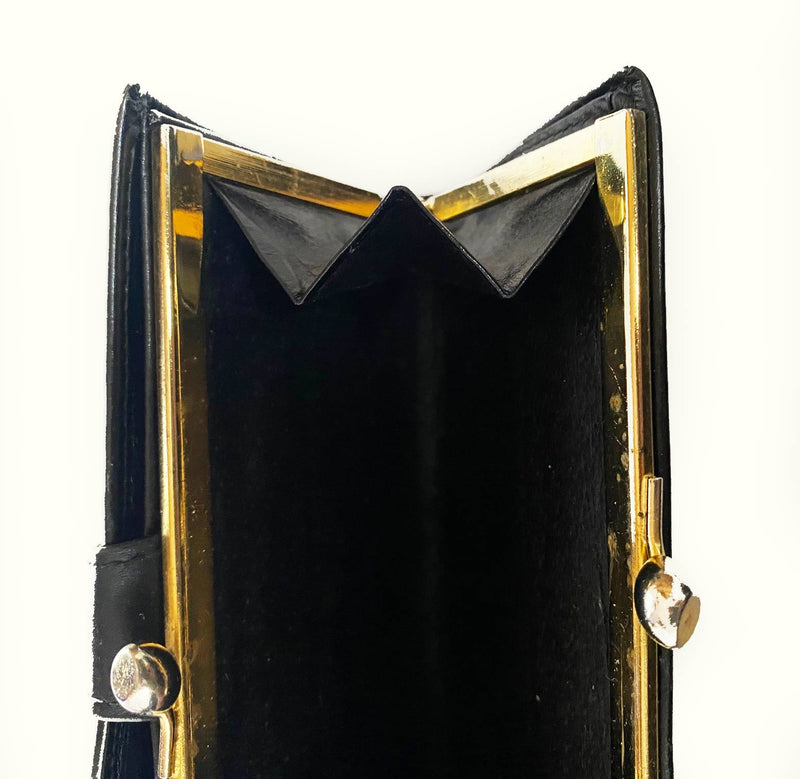 1980s Gucci Web Black Leather Wallet - STYLE-CHNGR