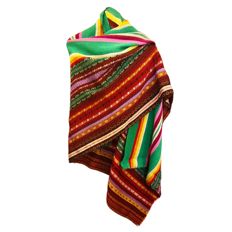 1980s Kenzo Tribal Multicolour Wool Wrap Scarf