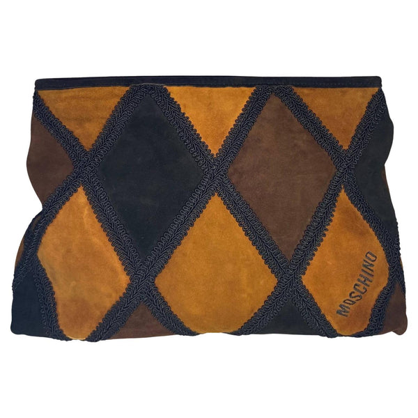 1980s Moschino by Redwall "Venetian Carnival Collection" Suede Handbag - STYLE-CHNGR