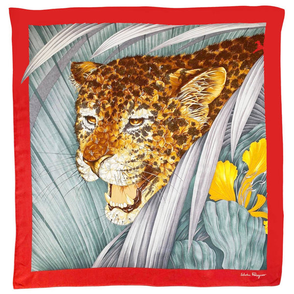 1980s Salvatore Ferragamo Leopard Silk Scarf - STYLE-CHNGR