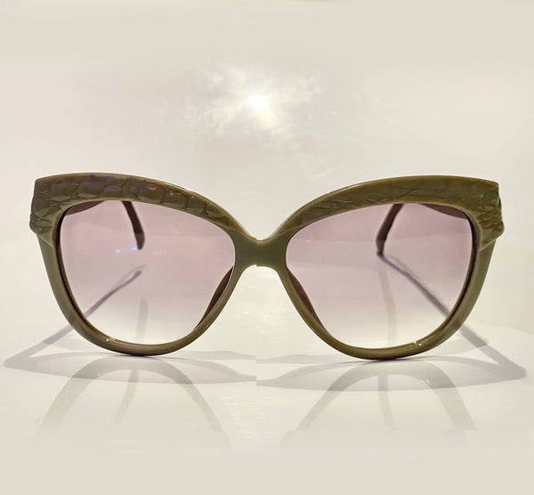 1990s Christian Dior Green Cannage Cat-Eye Sunglasses - STYLE-CHNGR