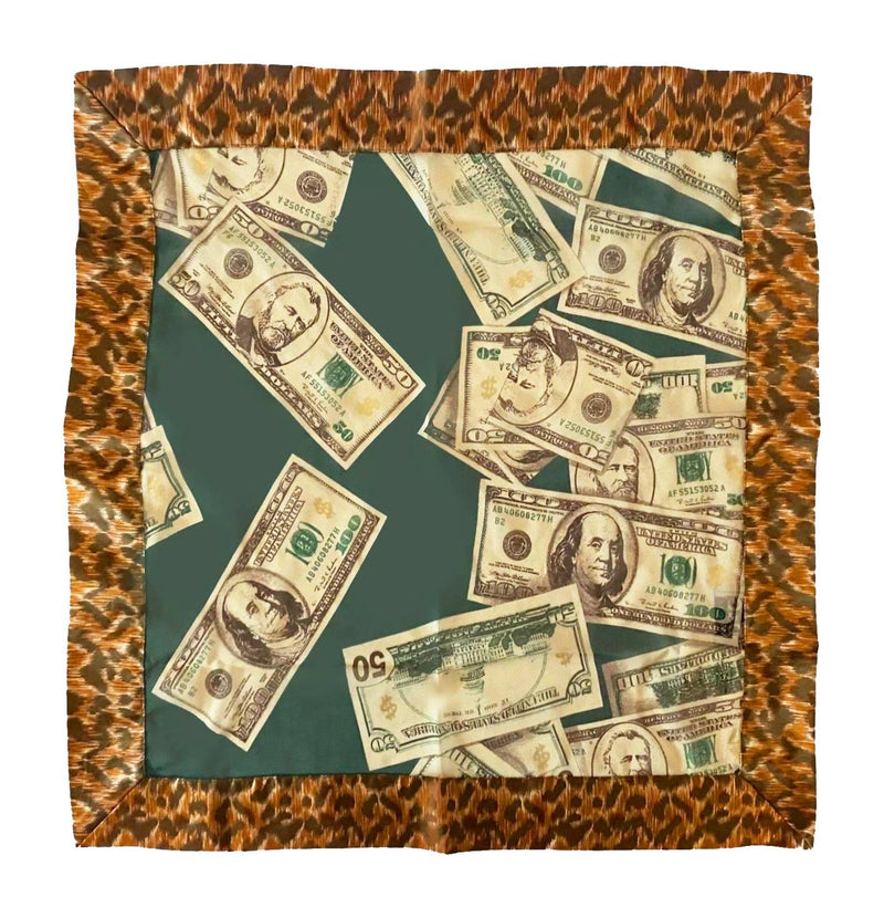 1990s DG Dolce & Gabbana Dollars Leopard Print Chiffon Silk Scarf