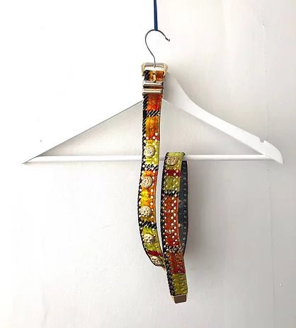 1990s GIANNI VERSACE CRYSTALS VELVET MEDUSA Studded BELT - STYLE-CHNGR
