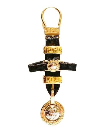 1990s GIANNI VERSACE MEDUSA MEDALLION KEY RING BAG CHARM - STYLE-CHNGR