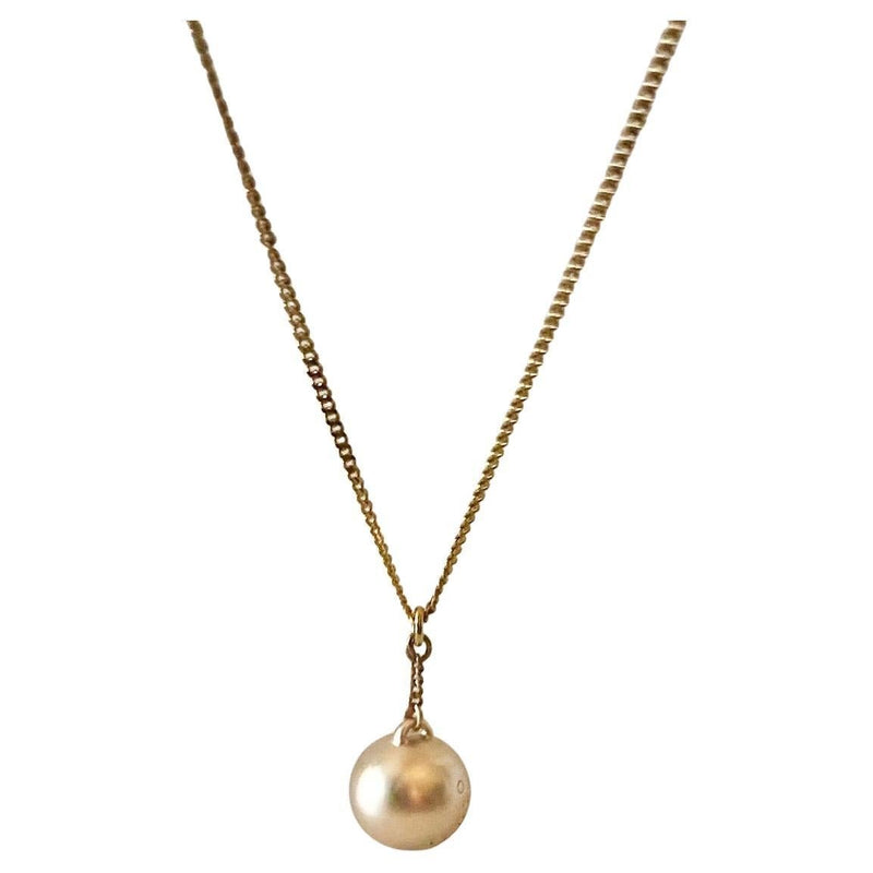 1990s KENZO Brushed Bronze Logo Ball Pendant on Chain Necklace