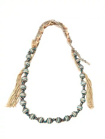 1990s MISSONI BALL HEAD BLUE BROWN NECKLACE BELT - STYLE-CHNGR