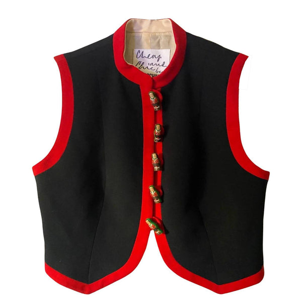 1990s Moschino Matryoshka Russian Doll Matryoshka Buttoned Waistcoat - STYLE-CHNGR