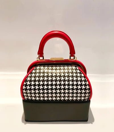 1994 Christian Dior Top Handle Houndstooth Box Clutch Bag - STYLE-CHNGR