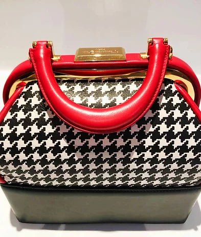 1994 Christian Dior Top Handle Houndstooth Box Clutch Bag - STYLE-CHNGR