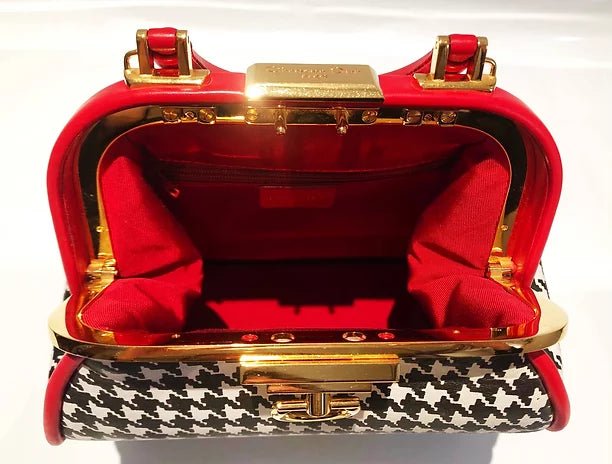 1994 Christian Dior Top Handle Houndstooth Box Clutch Bag - STYLE-CHNGR