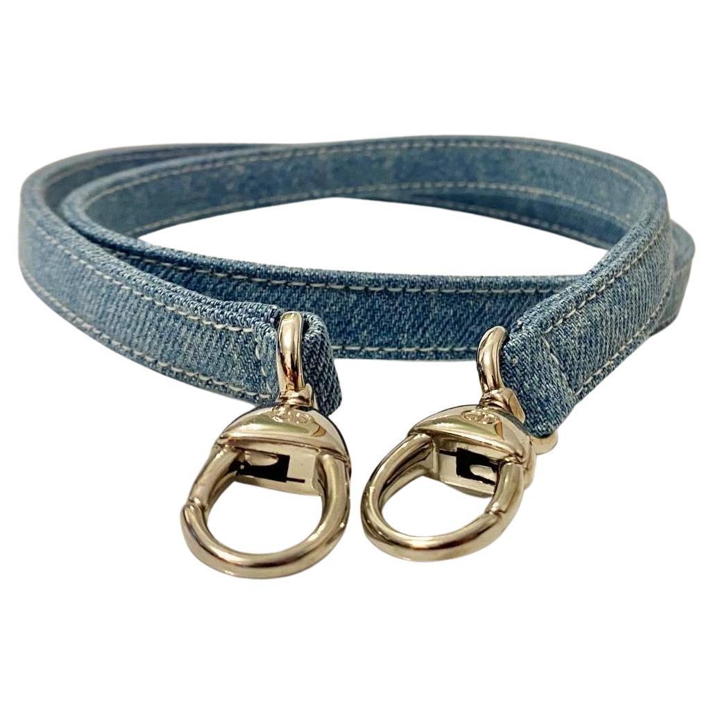 2000s Christian Dior CD Blue Denim Bag Strap - STYLE-CHNGR