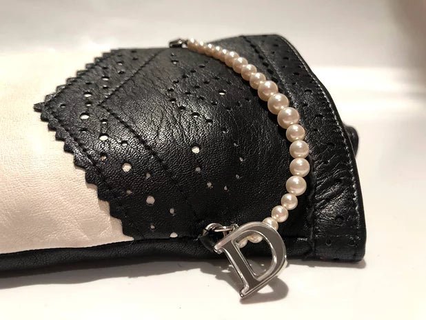 2000s Christian Dior by John Galliano D-Trick Lambskin Black White Pearls Gloves - STYLE-CHNGR