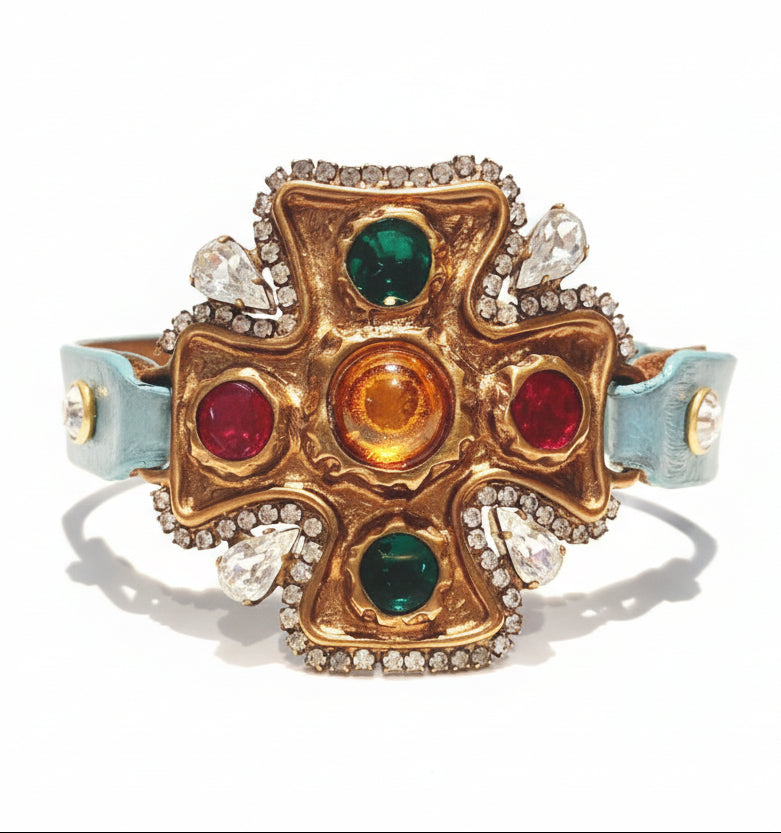 2000s Dolce & Gabbana Flower Crystals Jeweled Bracelet