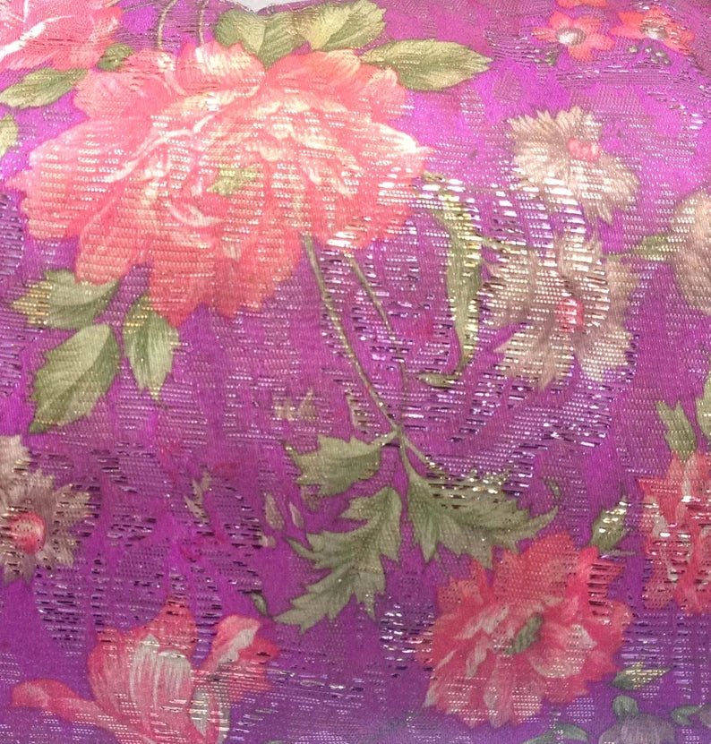 2000S Fendi pink flower print satin baguette bag with leather strap - STYLE-CHNGR