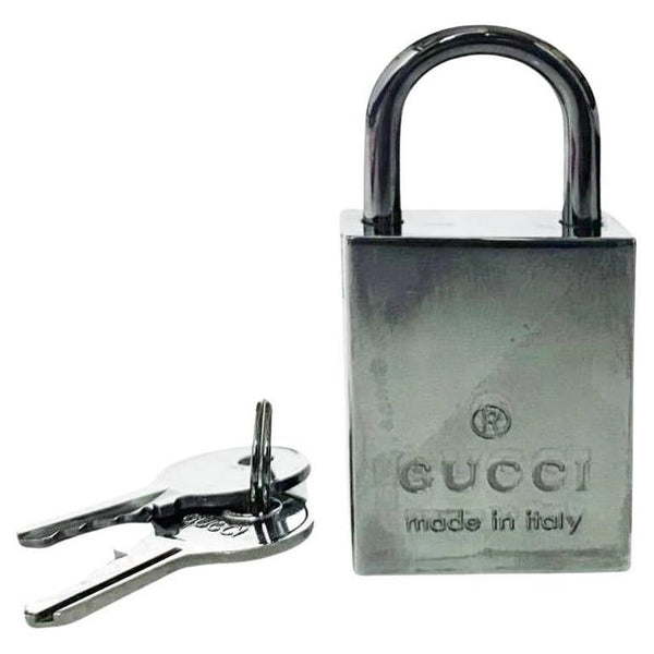 2000s Gucci Gun Metal Stainless Steel Luggage Padlock with Key Set - STYLE-CHNGR