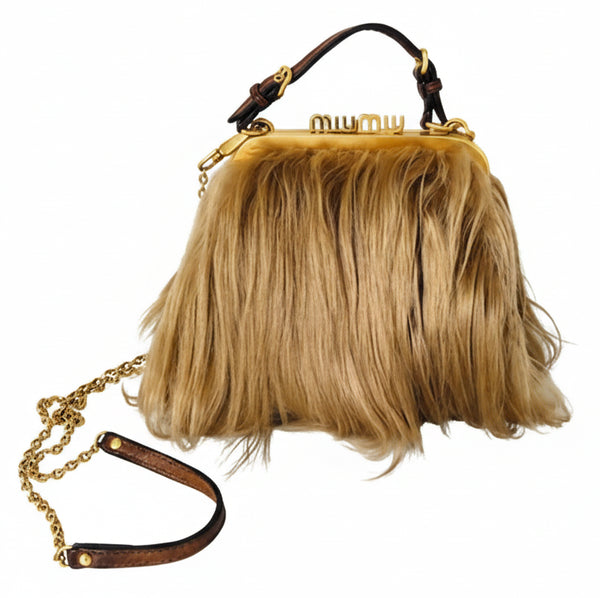 2000s MIU MIU Mongolian Goat Fur Clutch Bag - STYLE-CHNGR