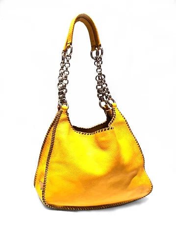 2000s PRADA YELLOW Mandras LEATHER HOBO Shoulder bag - STYLE-CHNGR
