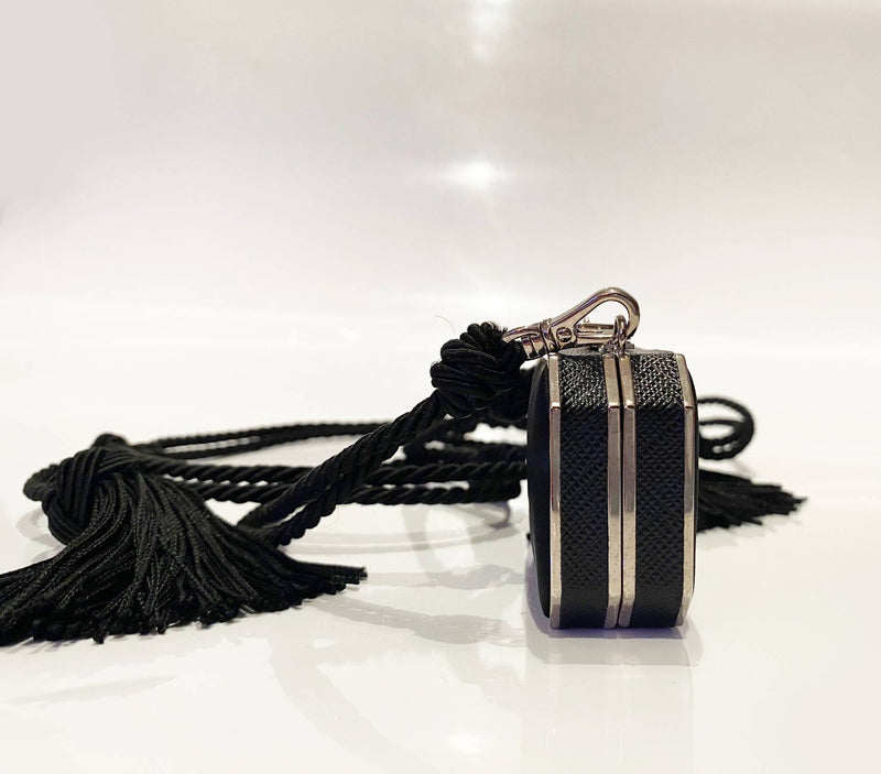 2000s Prada Mini Clutch Bag with Tassel Cord Strap and Mirror - STYLE-CHNGR