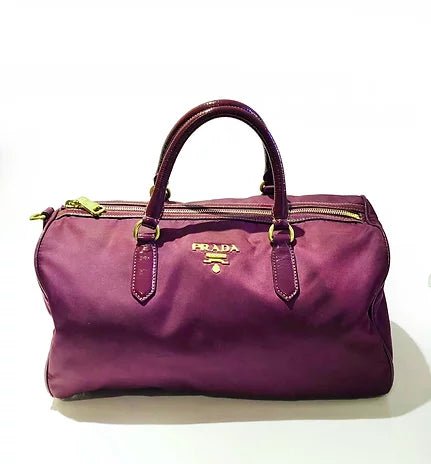 2000s Prada Purple Tessuto Nylon Double Top Handle Tote Bag