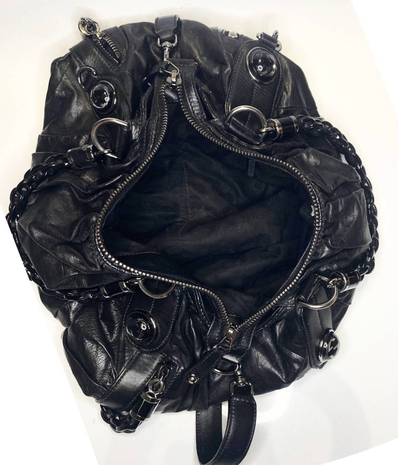 2000s Tom Ford for Gucci Black GG Black Leather Abbey Medium Shoulder Bag - STYLE-CHNGR