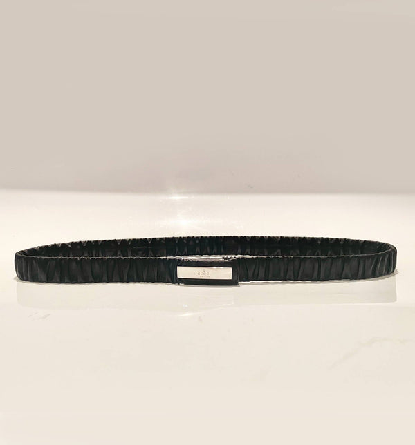 2000s Tom Ford for Gucci Elasticated Black Leather Belt - STYLE-CHNGR