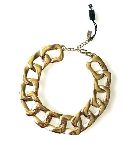 2000s YVES SAINT LAURENT GOLD TONE CHUNK CHAIN NECKLACE
