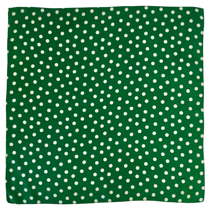 2000s miu miu Polka Dot Silk Green Scarf with hand rolled edges