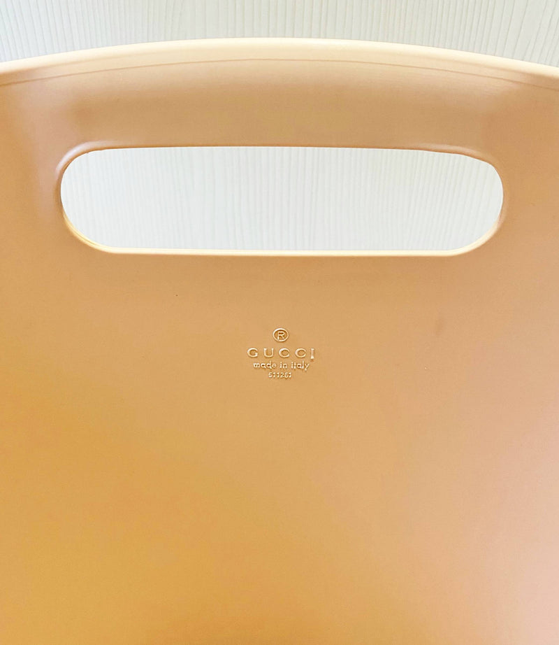 2013 GUCCI RUBBER LOGO TOP HANDLE LIGHT PINK TOTE BAG - STYLE-CHNGR
