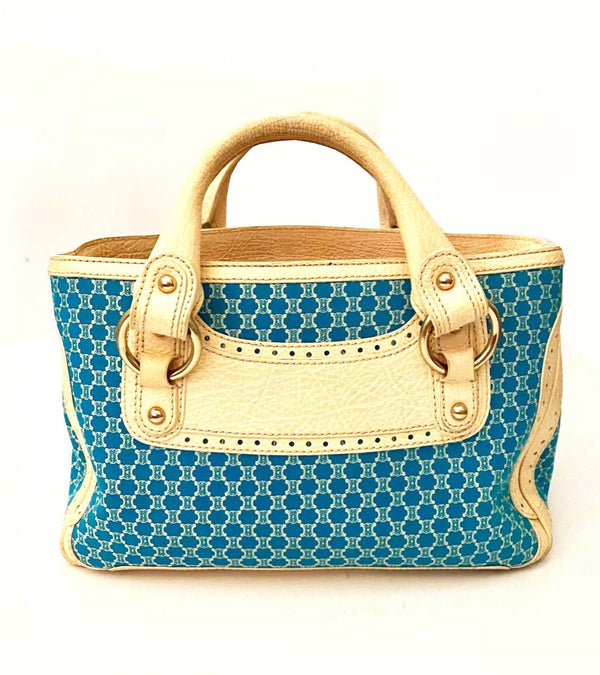 Celine Beige and Blue Monogram Macadam Tote Bag - STYLE-CHNGR