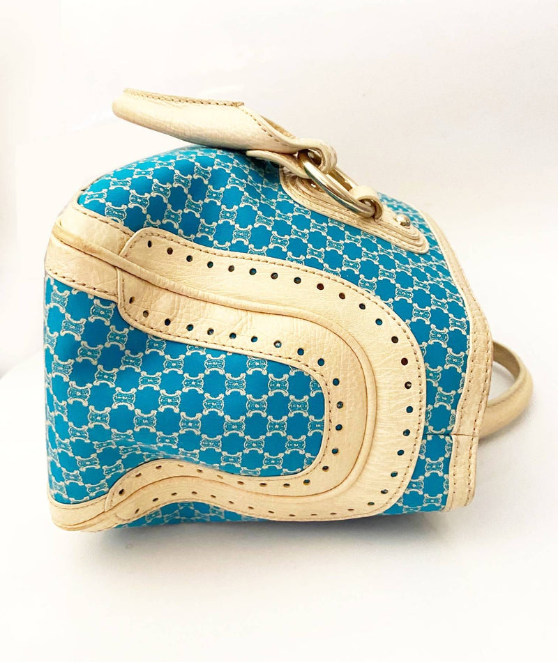 Celine Beige and Blue Monogram Macadam Tote Bag - STYLE-CHNGR