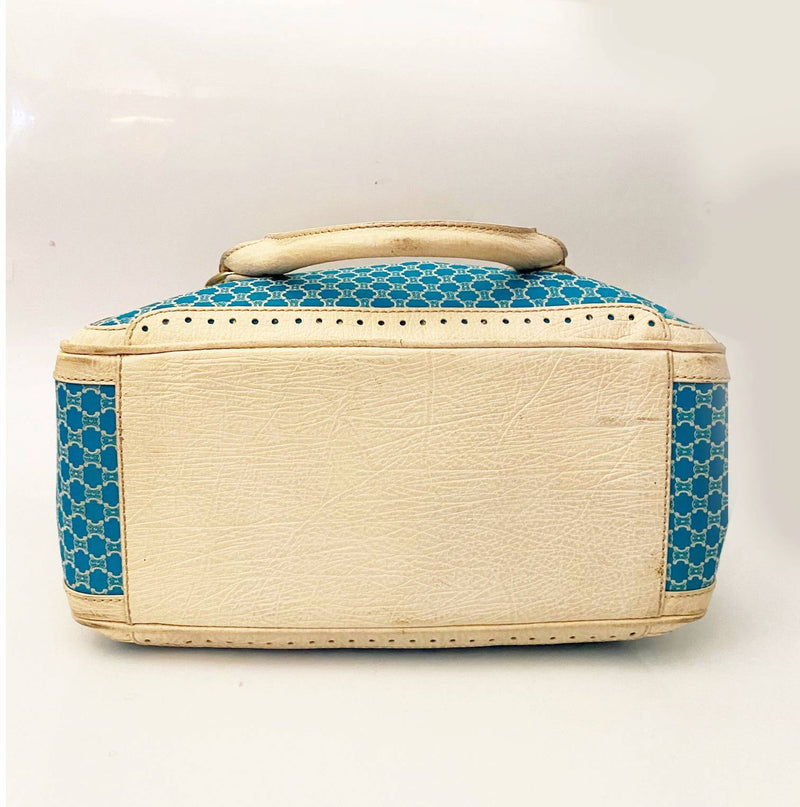 Celine Beige and Blue Monogram Macadam Tote Bag - STYLE-CHNGR