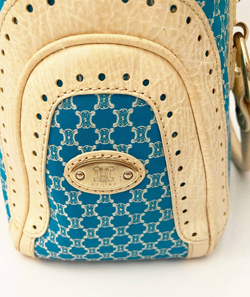 Celine Beige and Blue Monogram Macadam Tote Bag - STYLE-CHNGR