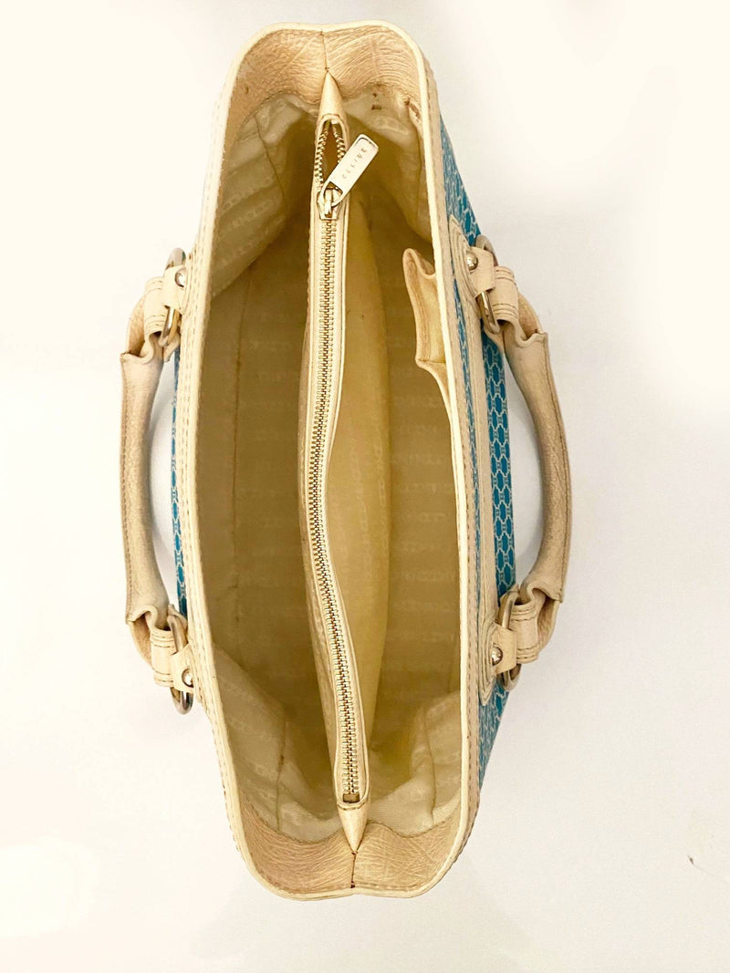 Celine Beige and Blue Monogram Macadam Tote Bag - STYLE-CHNGR