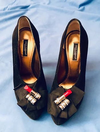 DOLCE & GABBANA LIPSTICK SUEDE PUMPS - STYLE-CHNGR