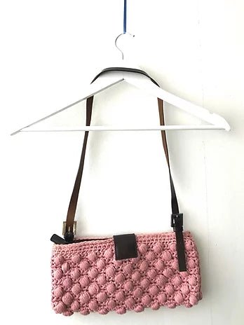 FENDI POPCORN Woven Knit Baguette Pink Shoulder Bag - STYLE-CHNGR