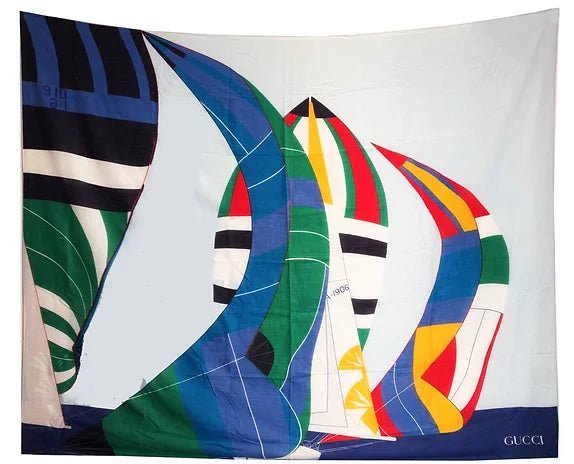 GUCCI ABSTRACT SAILING BOATS PRINT SCARF - STYLE-CHNGR