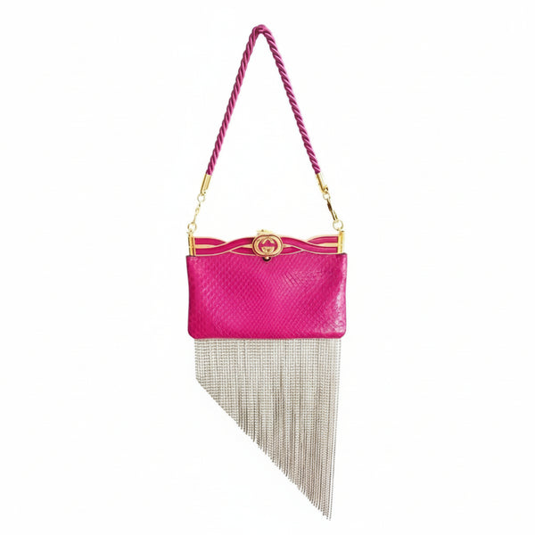 Gucci Broadway Swarovski Fringed Watersnake Clutch Bag - STYLE-CHNGR