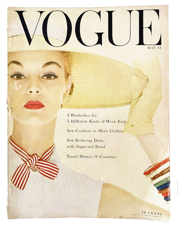 1954 AMERICAN VOGUE MAGAZINE - COVER BY ERWIN BLUMENFELD - STYLE-CHNGR