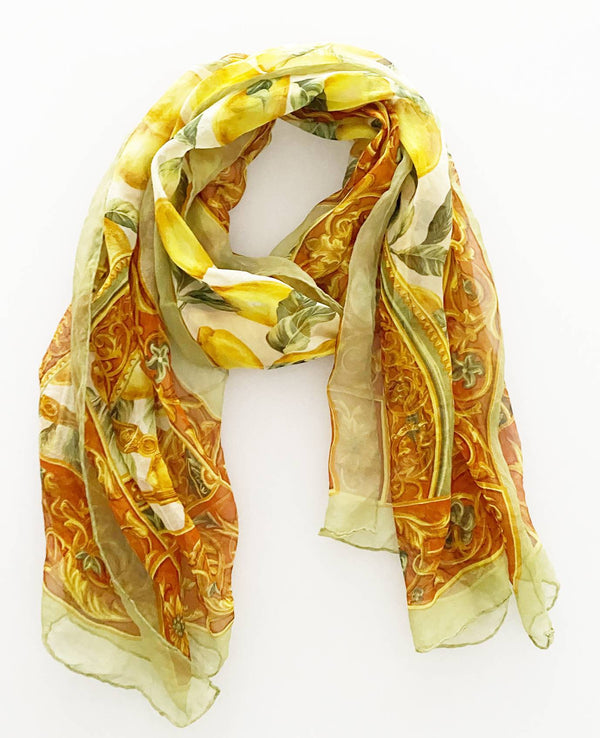 1990s Dolce & Gabbana Lemons Baroque Chiffon Scarf - STYLE-CHNGR