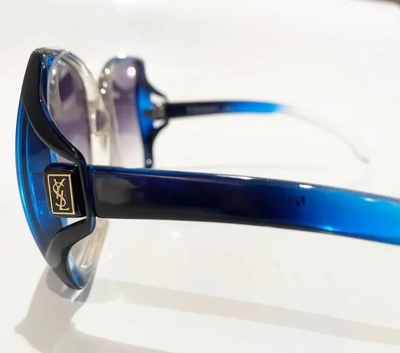 YVES SAINT LAURENT BLUE CLEAR OVERSIZED SUNGLASSES - STYLE-CHNGR