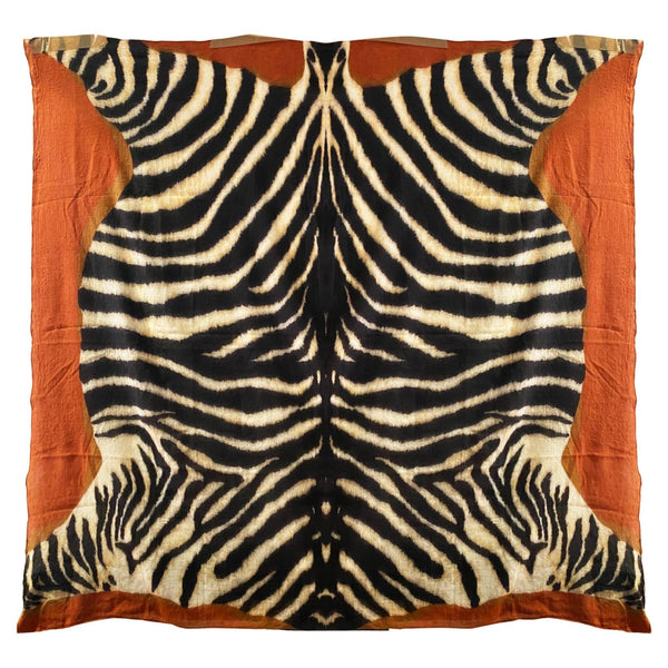 1990s Dolce & Gabbana Large Zebra Print Brown Wool Shawl Scarf - STYLE-CHNGR